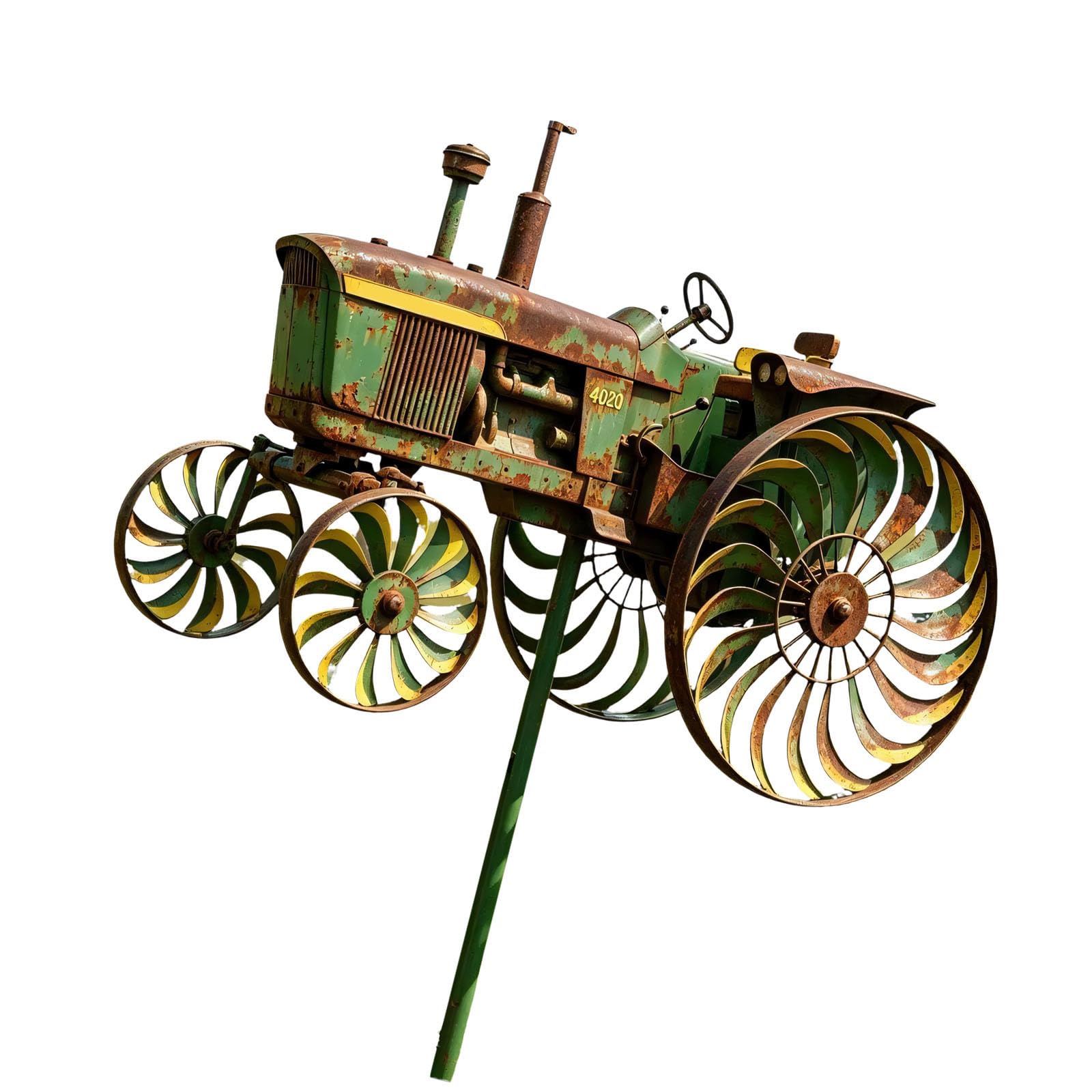 Historic Farm Equipment Windmill Iron Statue for Countryside Theme Enhancement Heavy Duty Farm Wind Spinner