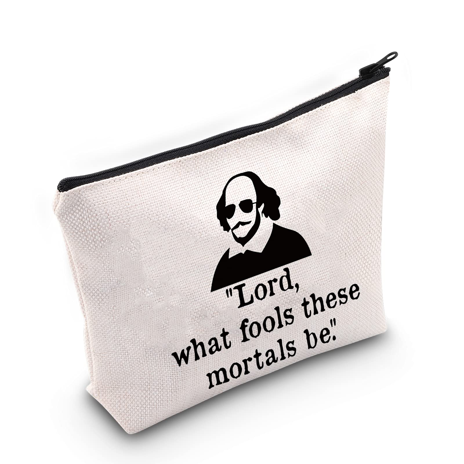 LEVLOFunny Shakespeare Cosmetic Make Up Bag Shakespeare Fans Gift Lord What Fools These Mortals Be Makeup Zipper Pouch Bag For Women Girls, What Fools