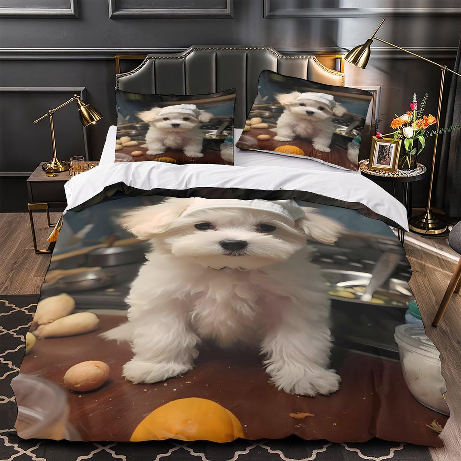 Housse de couette Petit Chef 140x200cm en microfibre avec 2 taies d'oreiller