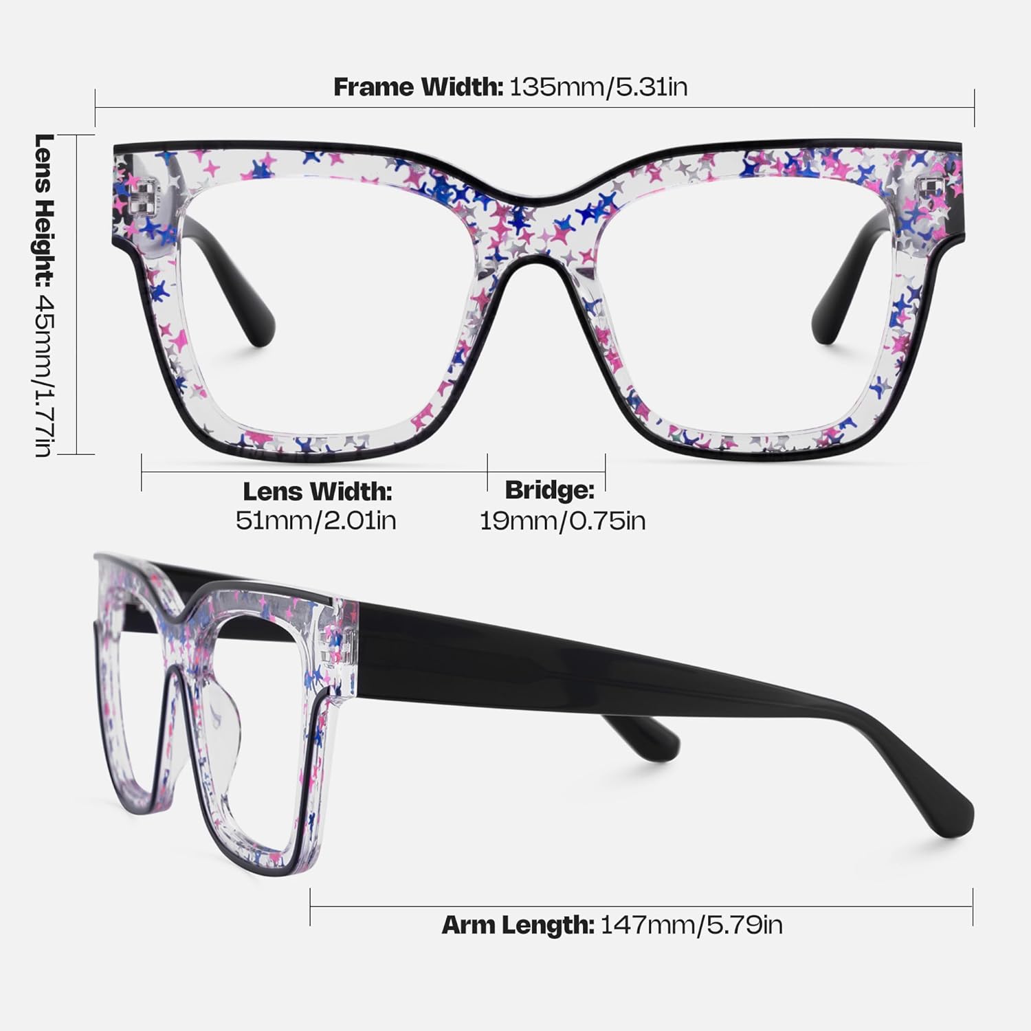 Zeelool Square Blue Light Glasses for Woman Fashion Thick Frame Sparkle Glasses Trendy Computer Eyewear Anti Eyestrain - Image 6