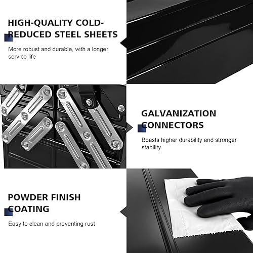 Miniatura 4 de Caja de Herramientas Cantilever de Metal, Caja de Herramientas de Acero Plegable de 3 Niveles 5 Bandejas con Asa, Caja de Almacenamiento de