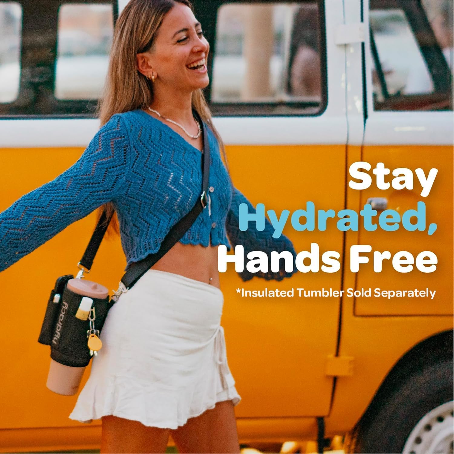 Hydracy 40 Oz Insulated Tumbler Carrier Bag | Crossbody Water Bottle Holder with Strap Sling with Card Sleeve, Walking Insulated Bottle Bag, Gym Accessories for Men & Women, Tumbler not included - Image 2