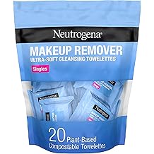 Neutrogena Makeup Remover Wipes, Daily Single Face Cleansing Towelettes, Makeup Removing Cleansing Wipes Removes Dirt &amp; Oil, Alcohol-Free Face Towelettes, 20 ct