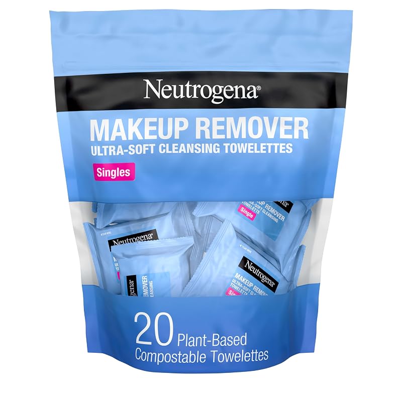Neutrogena Makeup Remover Towelettes, Daily Single Face Towelettes, 20 Ct 20 Count (Pack of 1) 20ct Original Singles (Pack of 1)