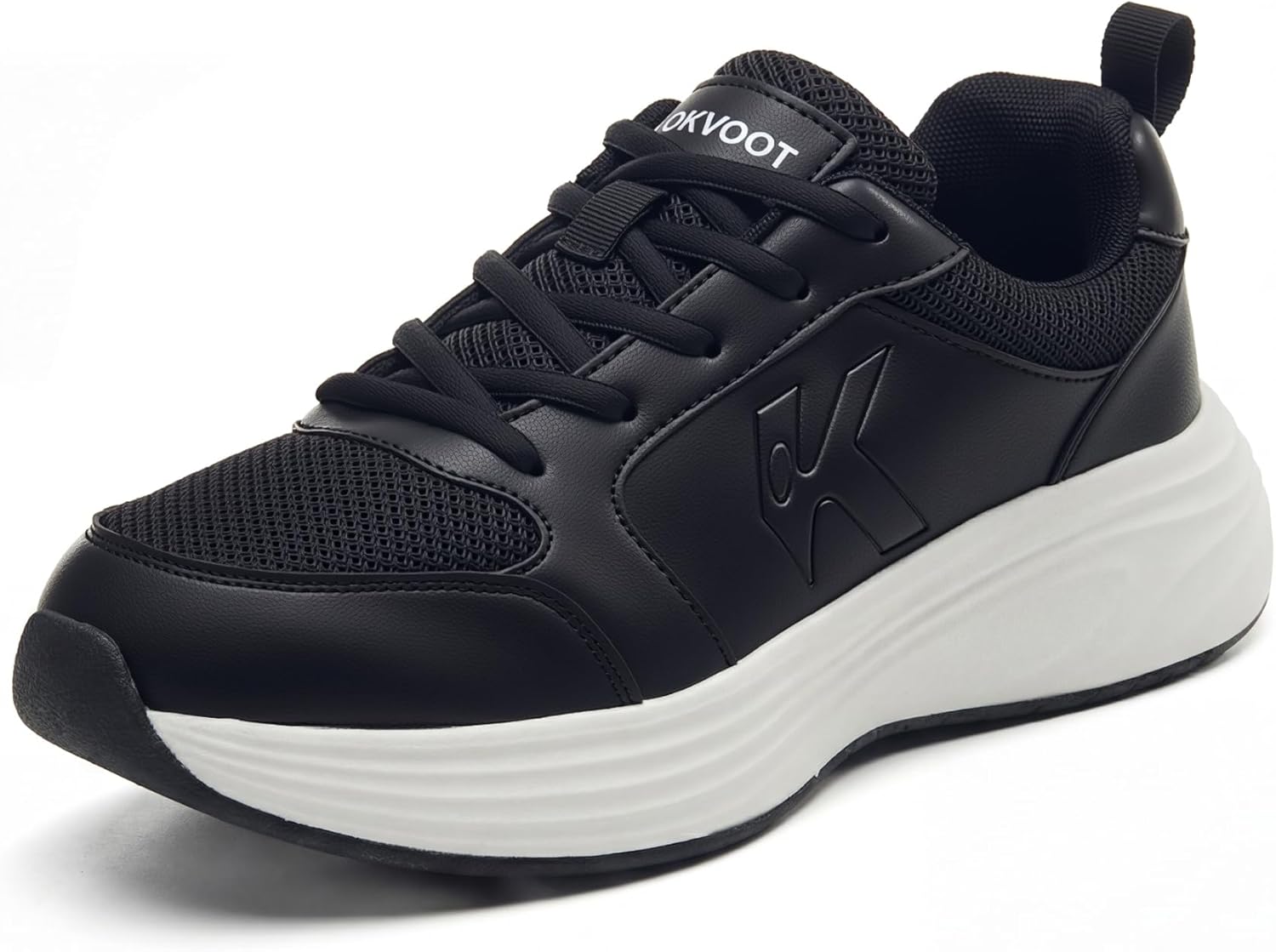 OKVOOT Women's Running Shoes Walking Shoes Wide Width Leather: Comfortable Shock Absorbing Breathable Lightweight Non-Slip Athletic Fashion Sneakers for Tennis Gym Workout Training Casual