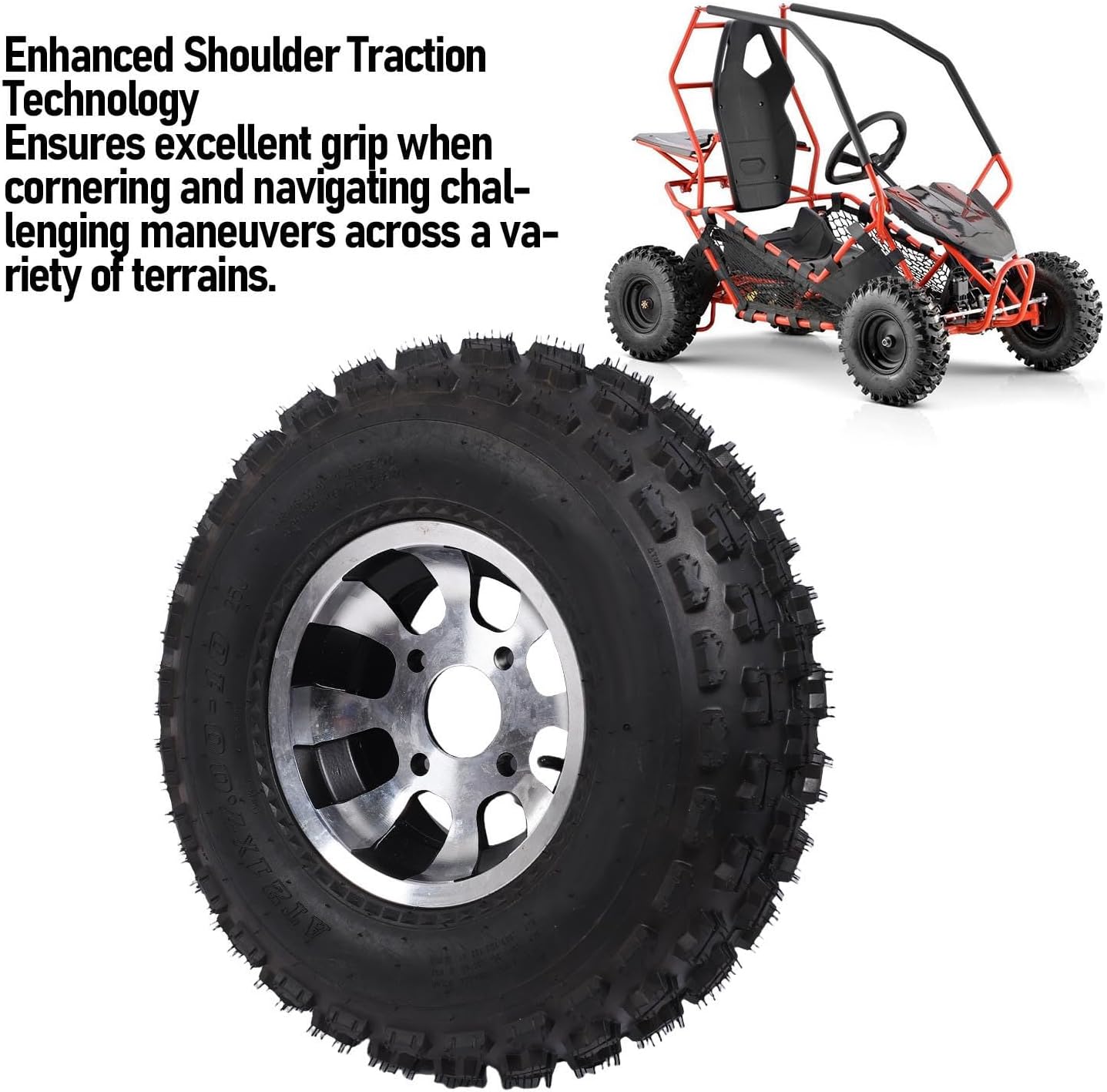 Tbest All Terrain Vehicles Tire Long Lasting Rubber Car Traction Crawler Wheels for Off Road Go Kart ATV UTV