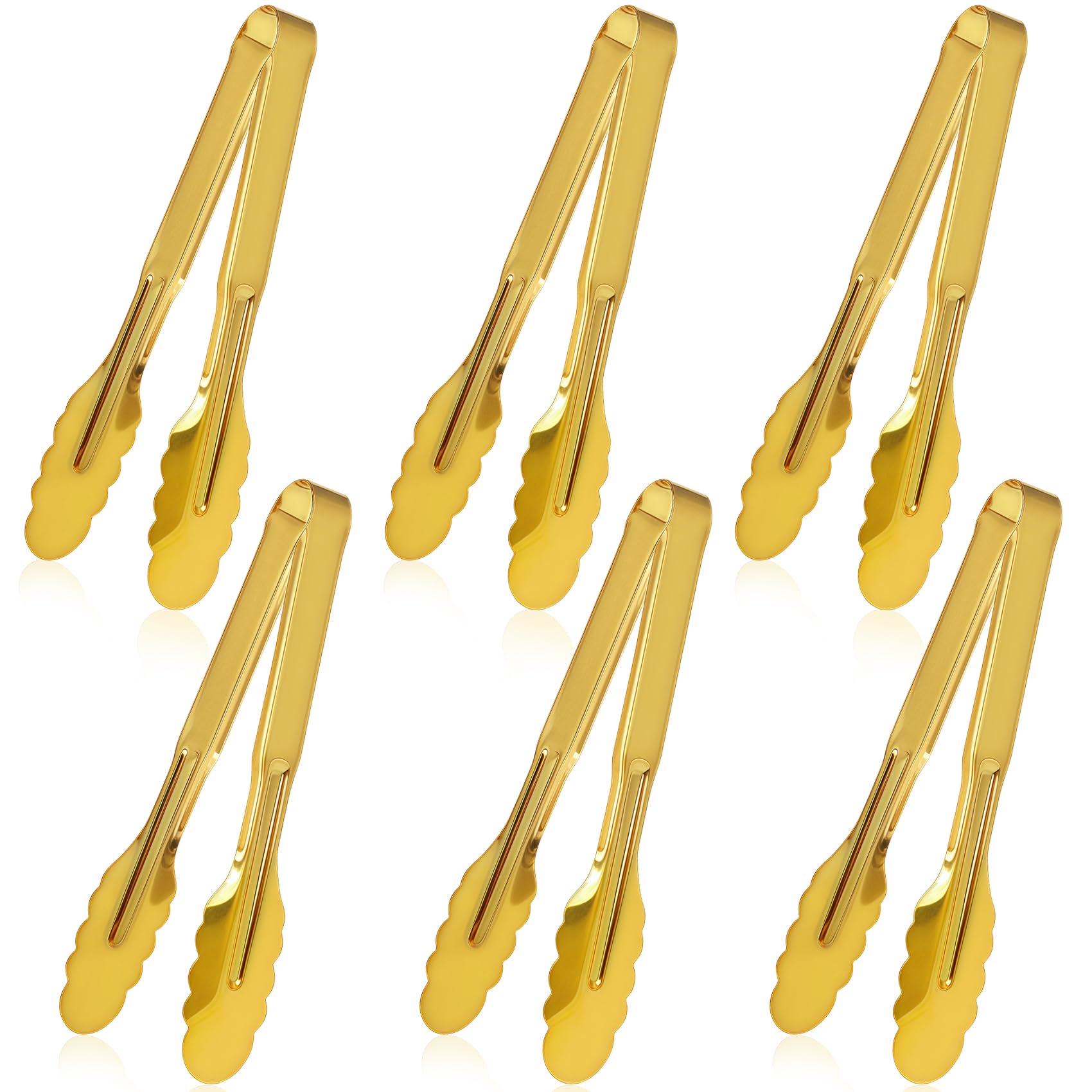 Gold Serving Tongs - 6 Pack Stainless Steel -1
