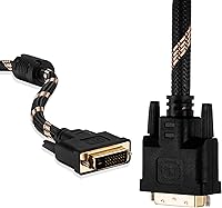 Vista 3 de Cable DVI de doble enlace de 3.3 ft, nailon trenzado DVI-D 24+1 de doble enlace macho a macho, cable de video digital chapado en oro con soporte