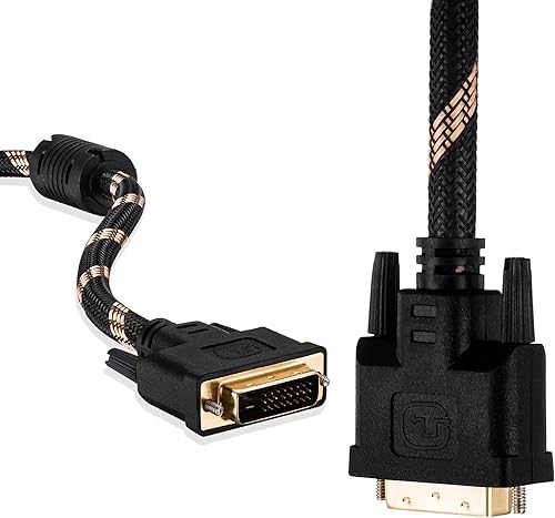 Miniatura 3 de Cable DVI de doble enlace de 3.3 ft, nailon trenzado DVI-D 24+1 de doble enlace macho a macho, cable de video digital chapado en oro con soporte de