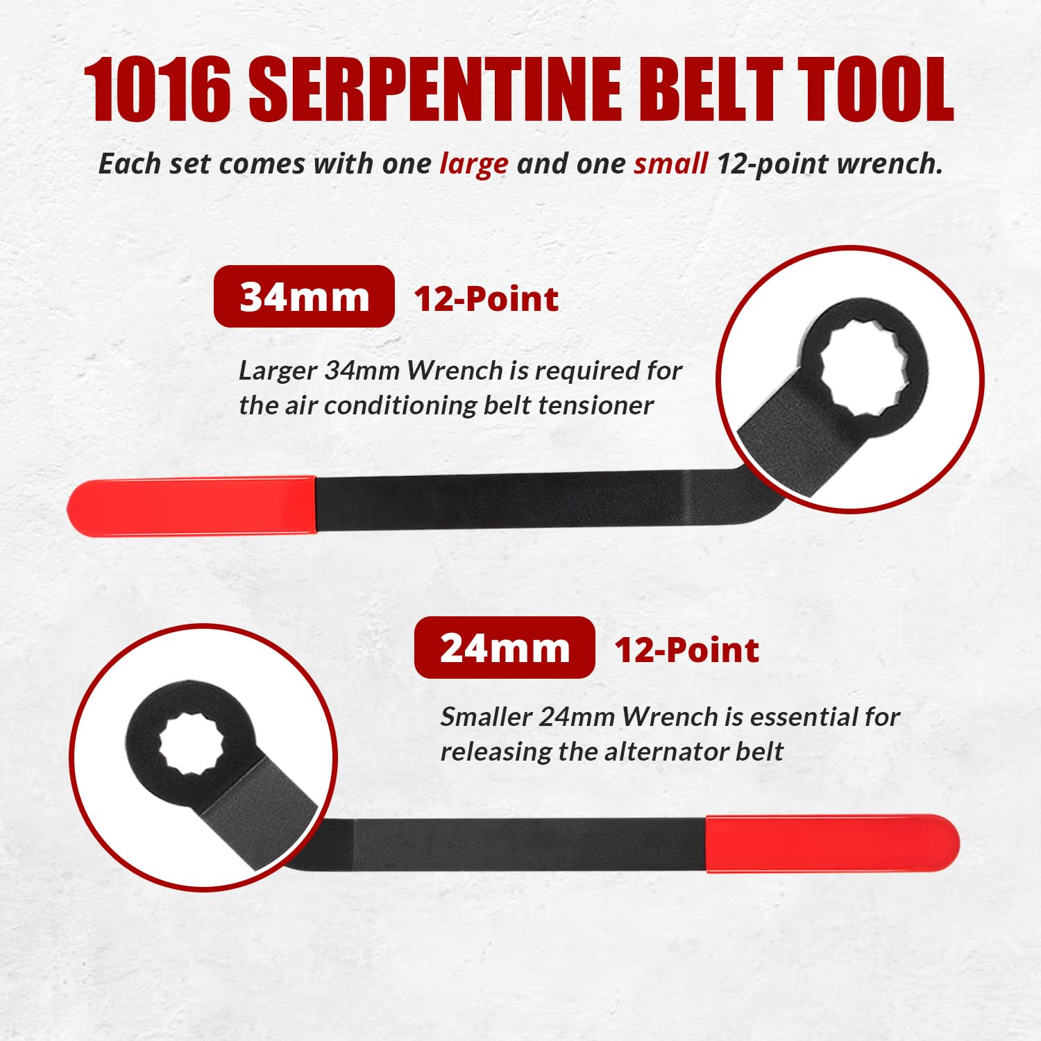 1016 Serpentine Belt Tool Set Cinturones Llaves de repuesto para todos los modelos mini 2007 más nuevos equipados con los motores N12, N14, N16 y N18