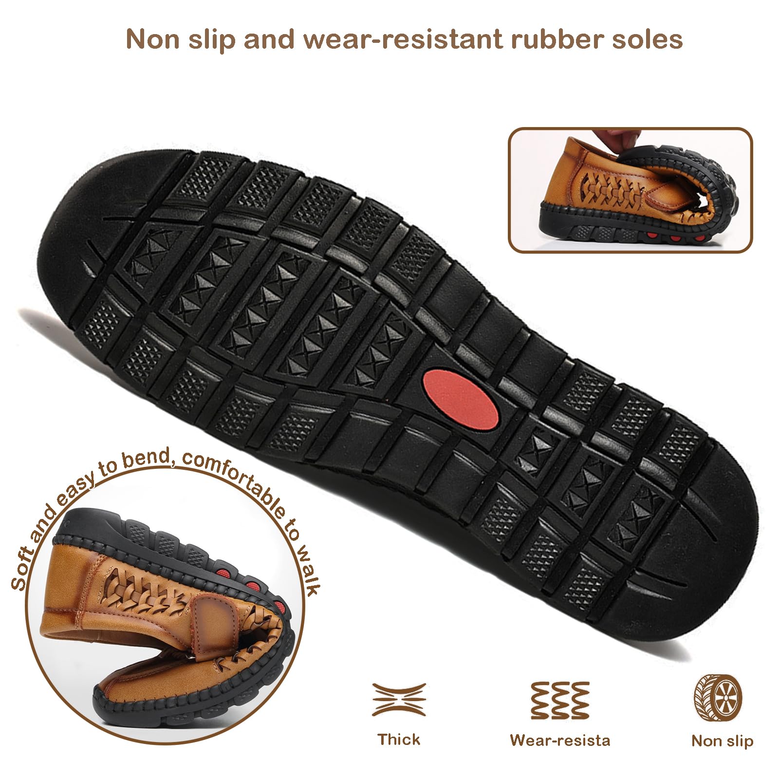 Sandali Estivi Uomo Cuoio Traspirante Antiscivolo Regolabile Casual Sandali Sportivi Scarpe da Passeggiata per Esterni Spiaggia Escursionismo