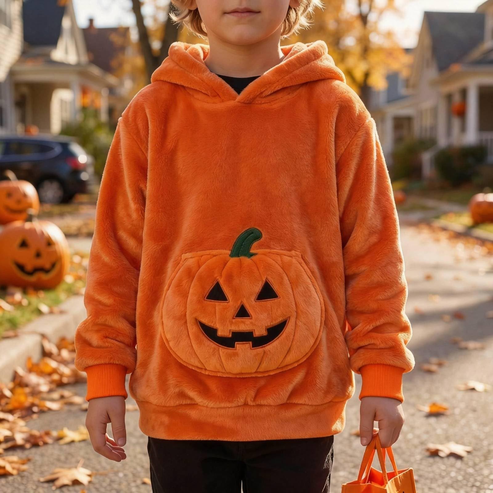 Sudadera con capucha de calabaza para niños para fiesta de Halloween