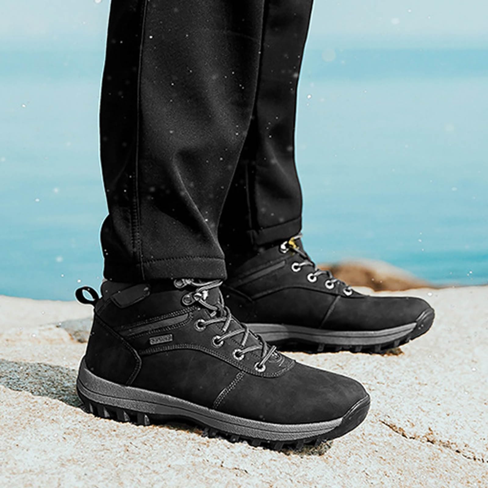 Ocio Temporada fría, Nieve algodón Acolchado, Botas Altas, Zapatos Transpirables para Estudiantes y Adolescentes, Hombre, Antideslizantes y cálidos para el frío_2