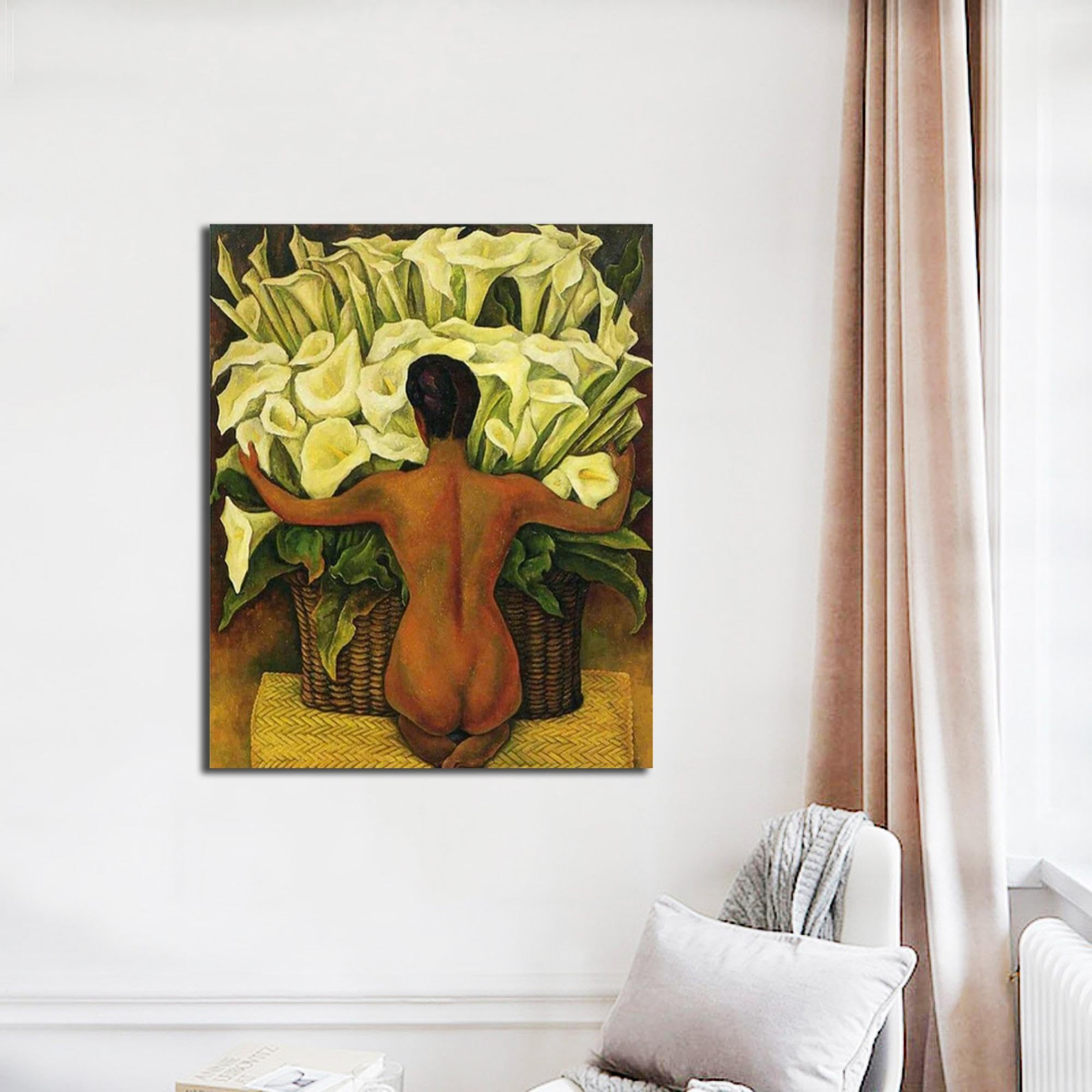 GJRYHXT Cuadro de Diego Rivera: Mujer con alcatraces. Reproducción de obras de arte famosas en lienzo. Cuadro decorativo para salón 60x70cm Solo lienzo