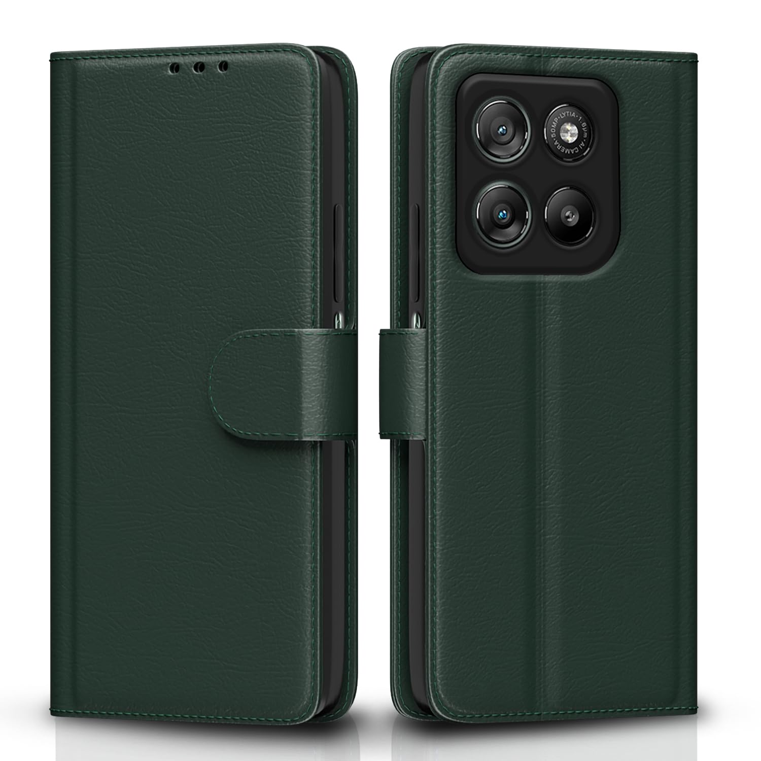Pikkme Flip Cover for Motorola Moto G67 Power 5G / G57 Power 5G Leather Finish | Inside TPU with Card Pockets | Wallet Stand and Shock Proof | Complete Protection Flip Case (Green)-picture-14