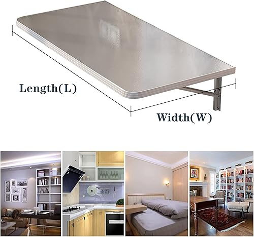 Miniatura 2 de Aigoss Escritorio plegable de acero inoxidable 304 montado en la pared, mesa de comedor plegable para cuarto de servicio, hogar, bar, cocina,