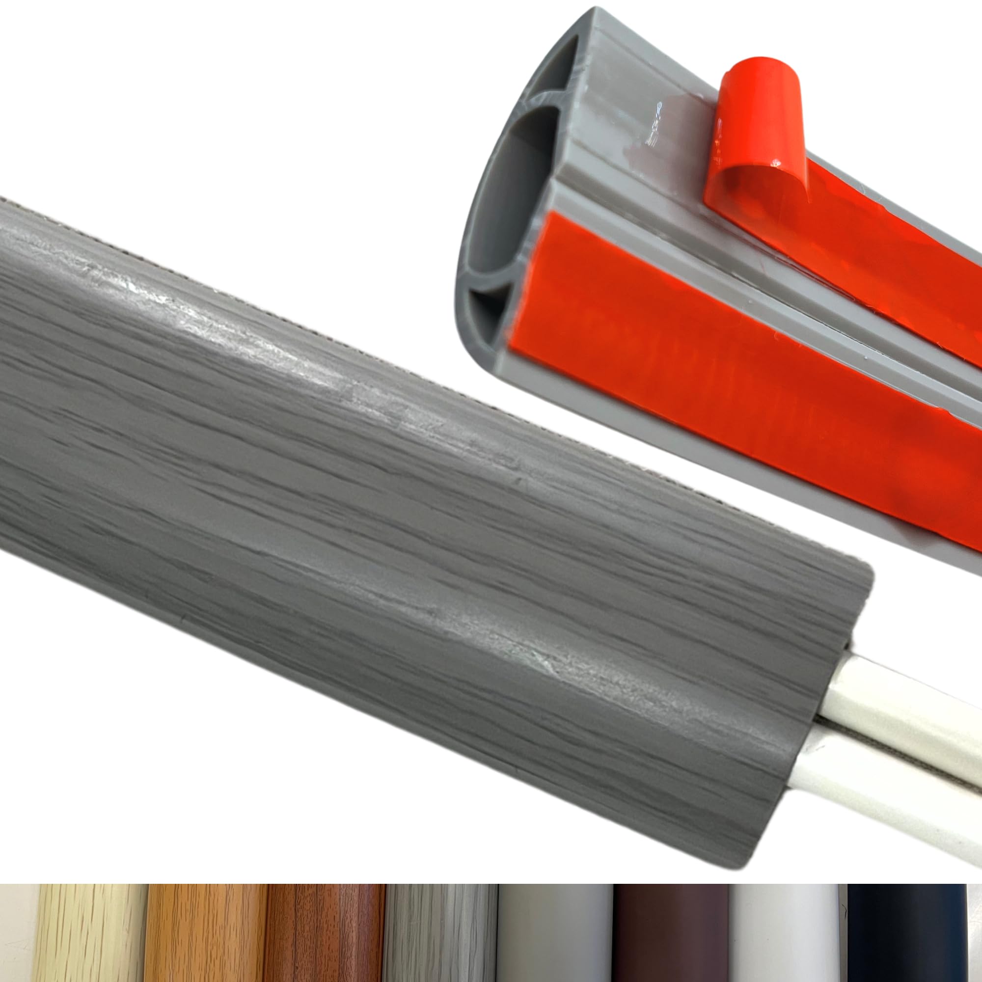 BEIEBIJOB 10ft Floor Cord Cover Self Adhesive Cord Hider Floor, Cable Cavity:0.61"(W) x 0.32"(H),Heavy Duty Cable Protector, Hide Extension Cords,