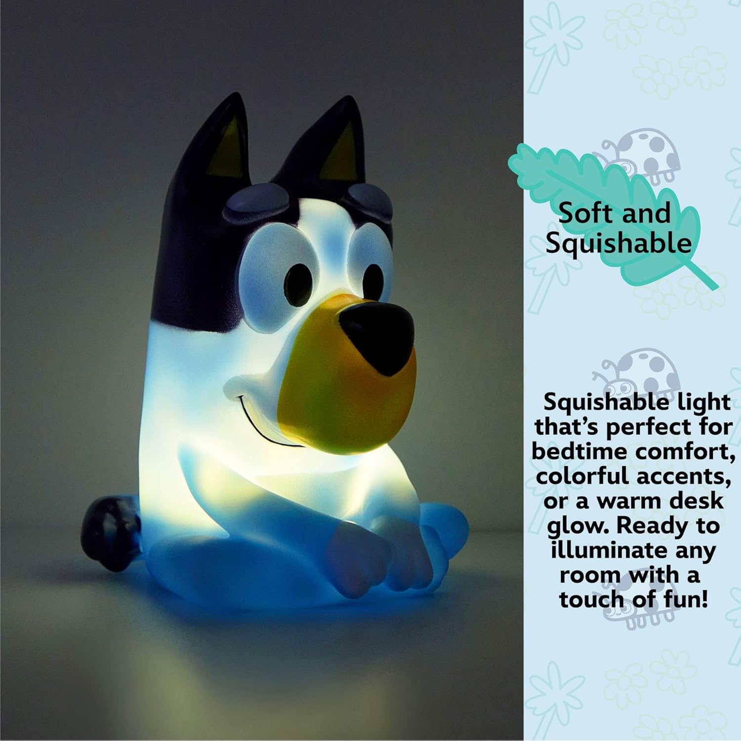 Bluey Squishy Night Light 6" LED Soft Mood Lamp for Decor, Kids Bedrooms, Collectors & Gift Giving