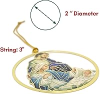 Vista 3 de Needzo Adornos religiosos de Navidad para colgar, decoración de latón católico con corte redondo para árbol, coronas o paredes, rellenos