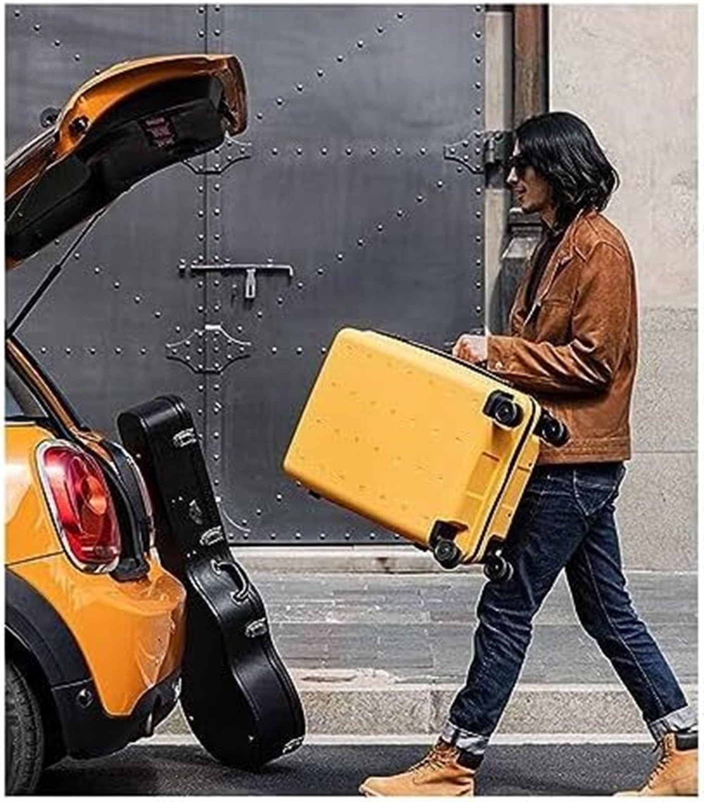 Valigia Bagagli da Portare con sé Valigie Portatili Valigia Rigida per Viaggio d'Affari Bagaglio a Mano(Yellow,20inch)