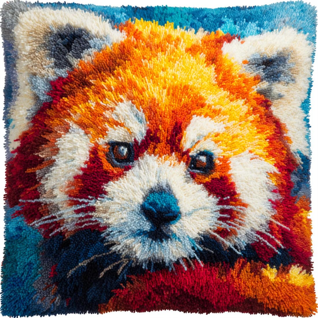 Kitquiver Animal DIY Latch Hook Kit Colorful Little Panda DIY Latch Hook Kit Cushion Home Decor Embroidered Pillow Kits,Beginner Adult Embroidery Set 17x17In