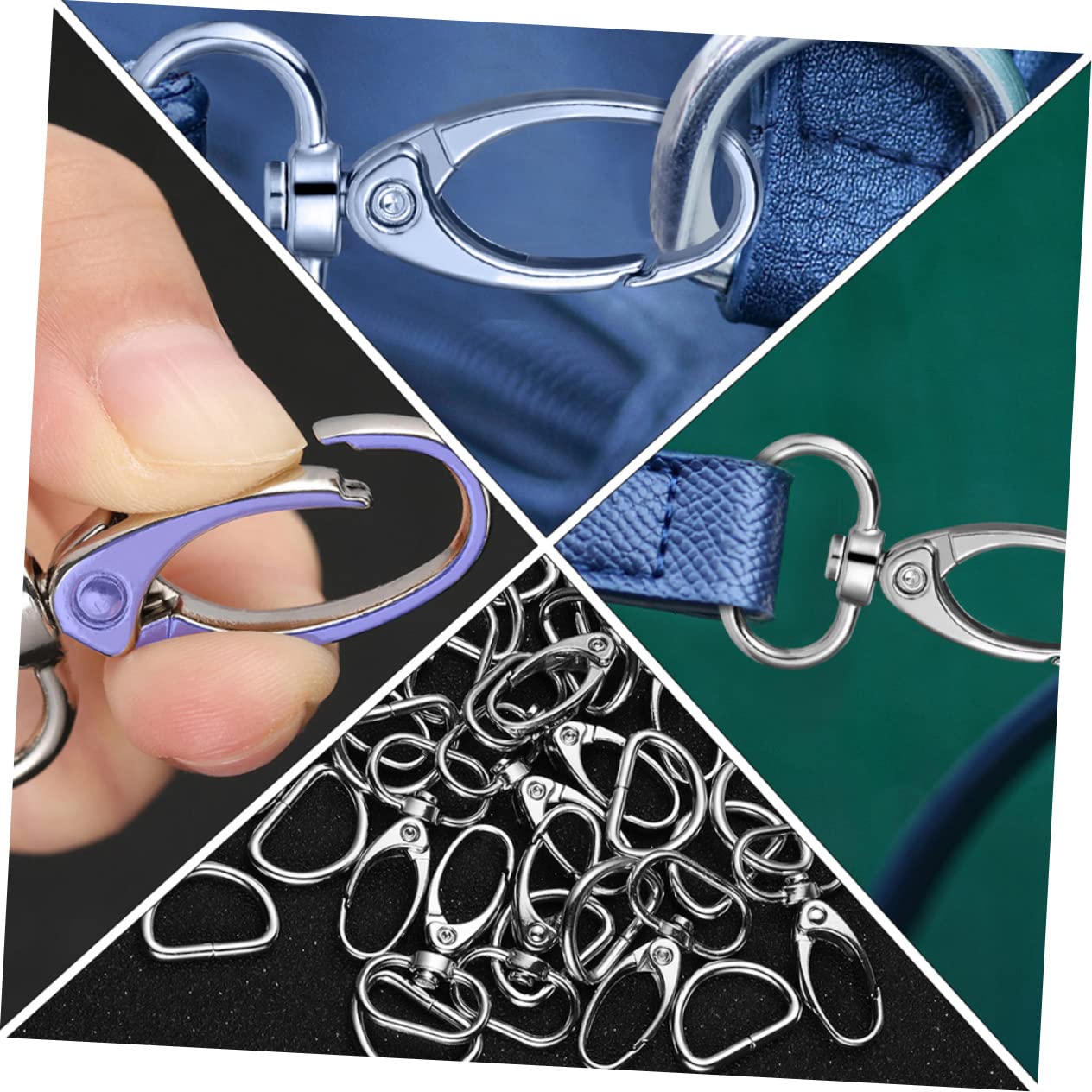 Gadpiparty 3 Pezzi Gancio Moschettone per Accessori Fai da Te Chiusura Lobster per Chiavi e Borse Rotazione Completa Resistente e Pratico per Progetti Diy