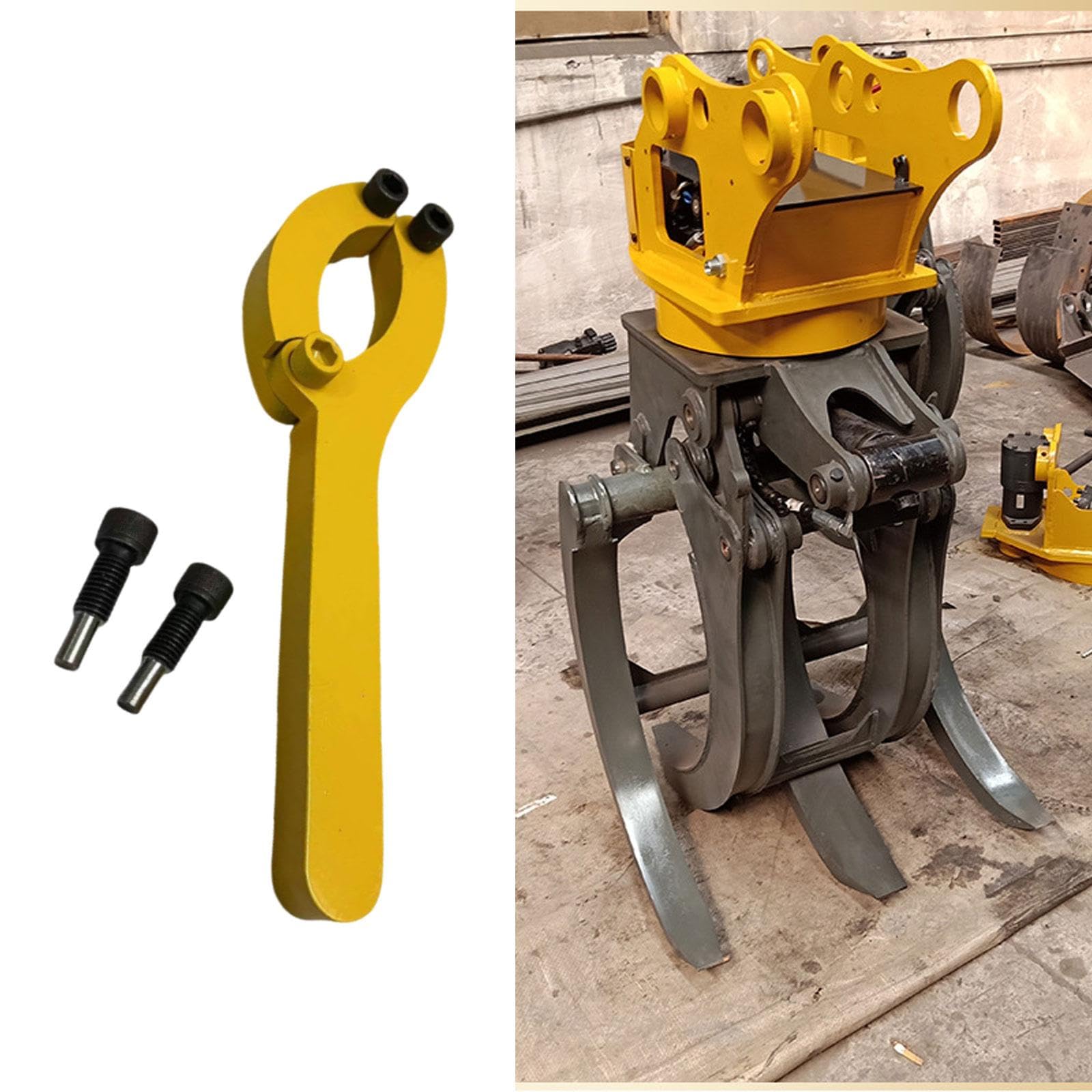 MagiDeal Clé à écrou de presse-étoupe réglable à 2 mâchoires, jaune, professionnelle, pour retirer les vérins hydrauliques avec poignée. Clé pour vérin