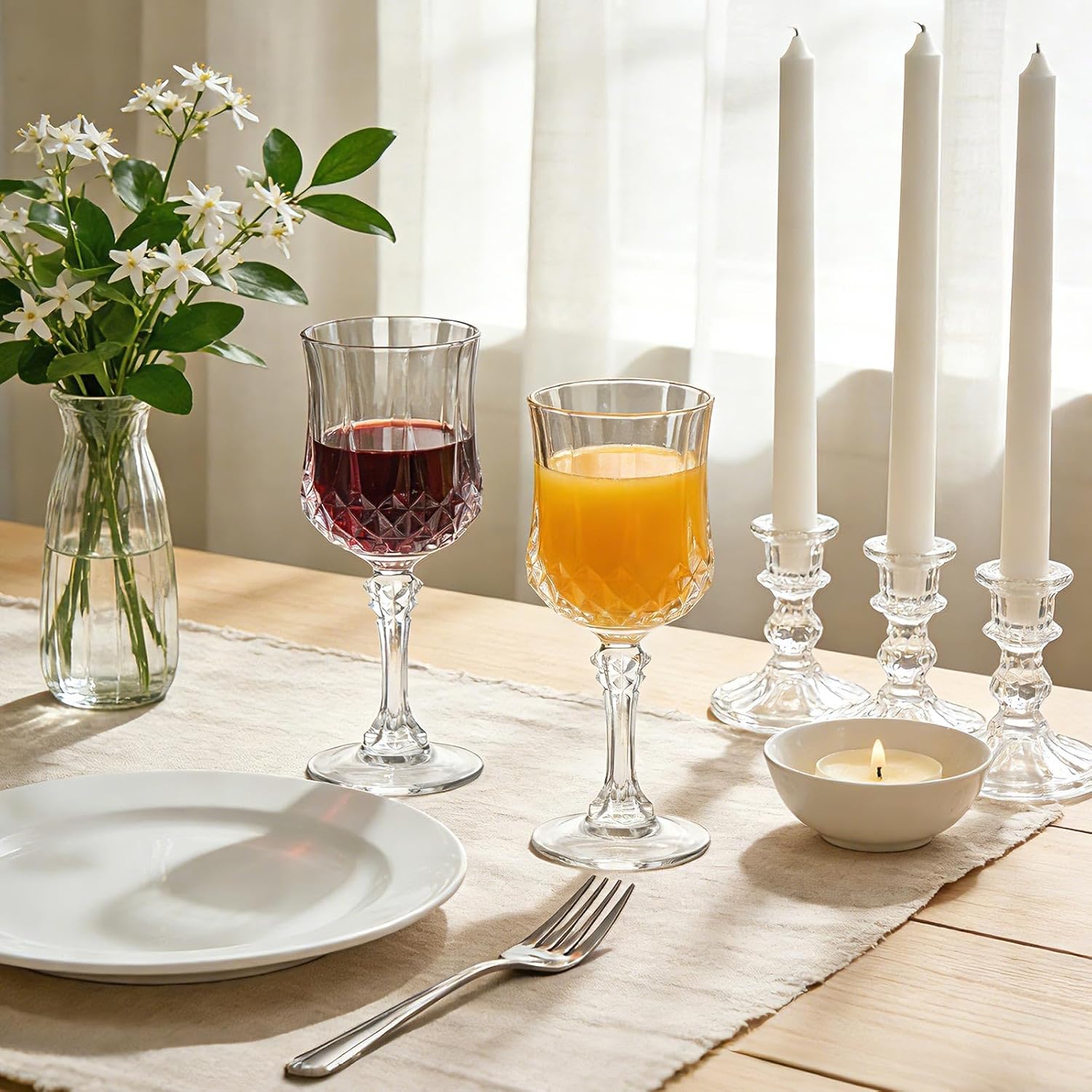 24 Pack 7 oz Vintage Plastic Wine Glasses Goblet Set, Unbreakable Champagne Flutes Cordial Drinking Water Glasses, Bulk Reusable Wine Drinkware for Wedding Reception Bar Party Favors Supplies - Image 5