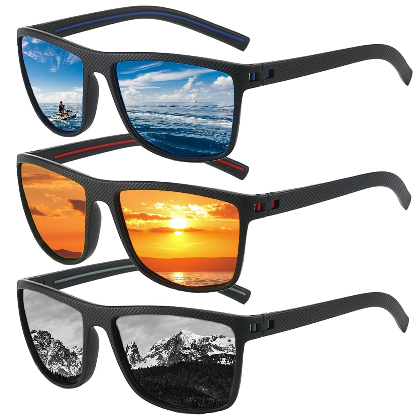3Pcs Sun Glasses for Men Stylish, Sunglasses For Women Stylish, Gift For Glasses Ideal for Daily Wear, Driving, Beach Vacations, Outdoor Travel, Birthday Presents, and Holiday Gifting-image-7