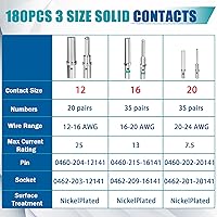 Vista 2 de 180 piezas de pines y enchufes de conector Deutsch, kit de pines de contacto estilo barril, tamaños 12/16/20 macho y hembra terminales sólidos