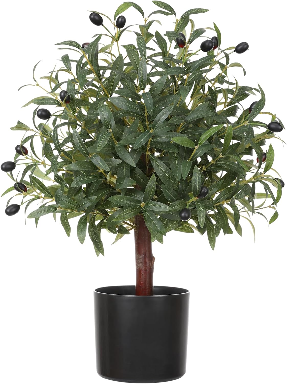 25” Tall Artificial Olive Topiary Ball Tree with Leaves and Fruits, Olive Boxwood Topiary Ball Potted Bushes UV Resistant Potted Plants for Indoor Outdoor Home Garden Green-1pcs