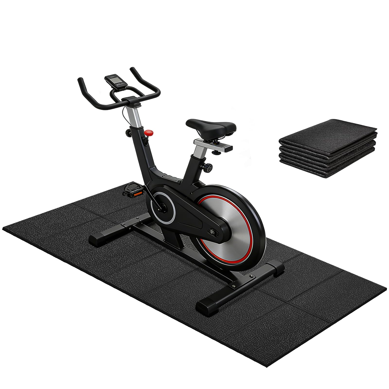 MAXVINI Faltbare Bodenschutzmatte Fitness Unterlegmatte für Fitnessgeräte, 140cmx65cm/160x75cm/180x80cm,6mm Dicke Hohe Dichte PVC Bodenmatte Fitnessgeräte für Laufbänd, gym, Heimtrainer, Rollentrainer