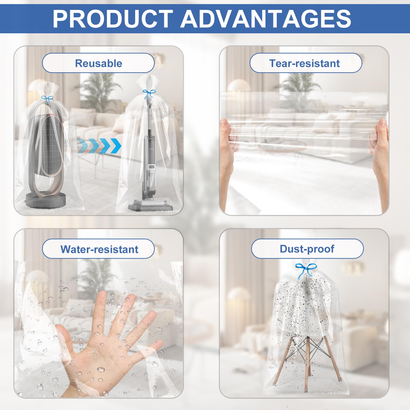 Lanswood Extra Large Clear Plastic Storage Bags - Image 3
