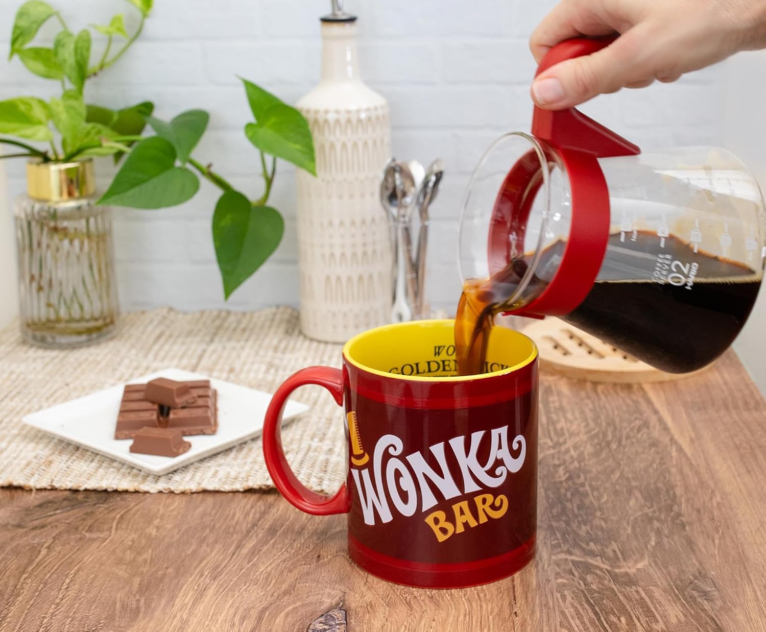 Silver Buffalo Willy Wonka & The Chocolate Factory Wonka Bar Winning Ticket Ceramic Mug | Large Coffee Cup For Tea, Espresso, Cocoa | Holds 20 Ounces