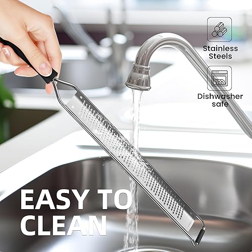 Miniatura 3 de Lemon Zester, rallador de queso de acero inoxidable con agarre cómodo antideslizante, negro