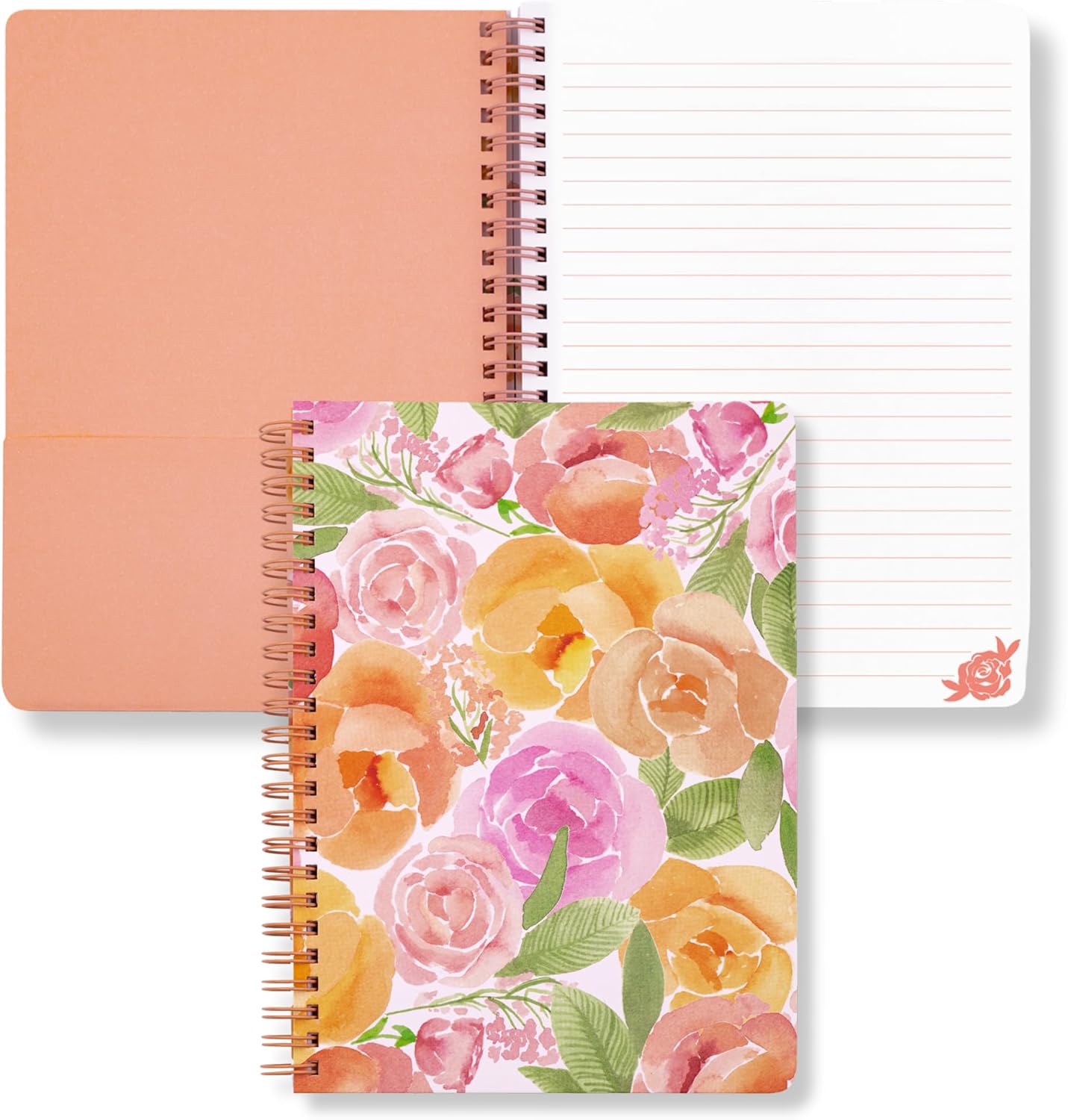 Steel Mill & Co Cute Large 11" x 8.5" Top Spiral Notebook with Durable Hardcover and 160 Lined Pages Bundle with Small 8.25" x 6.25" Spiral Notebook (Full Posey)
