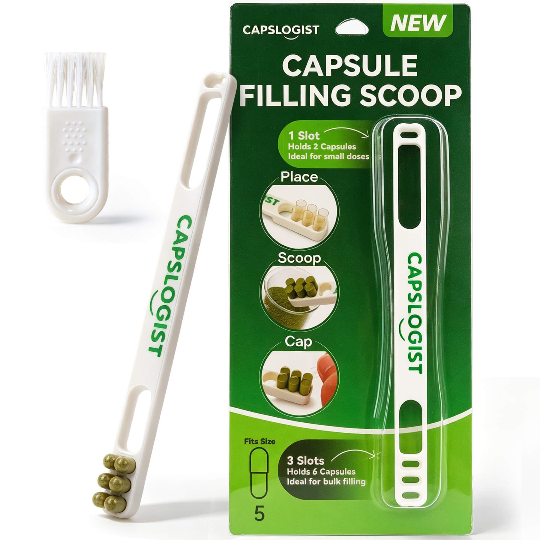 Capsule Filling Scoop for Size 2, Pill Filler Kit with Brush — Amazon image 8