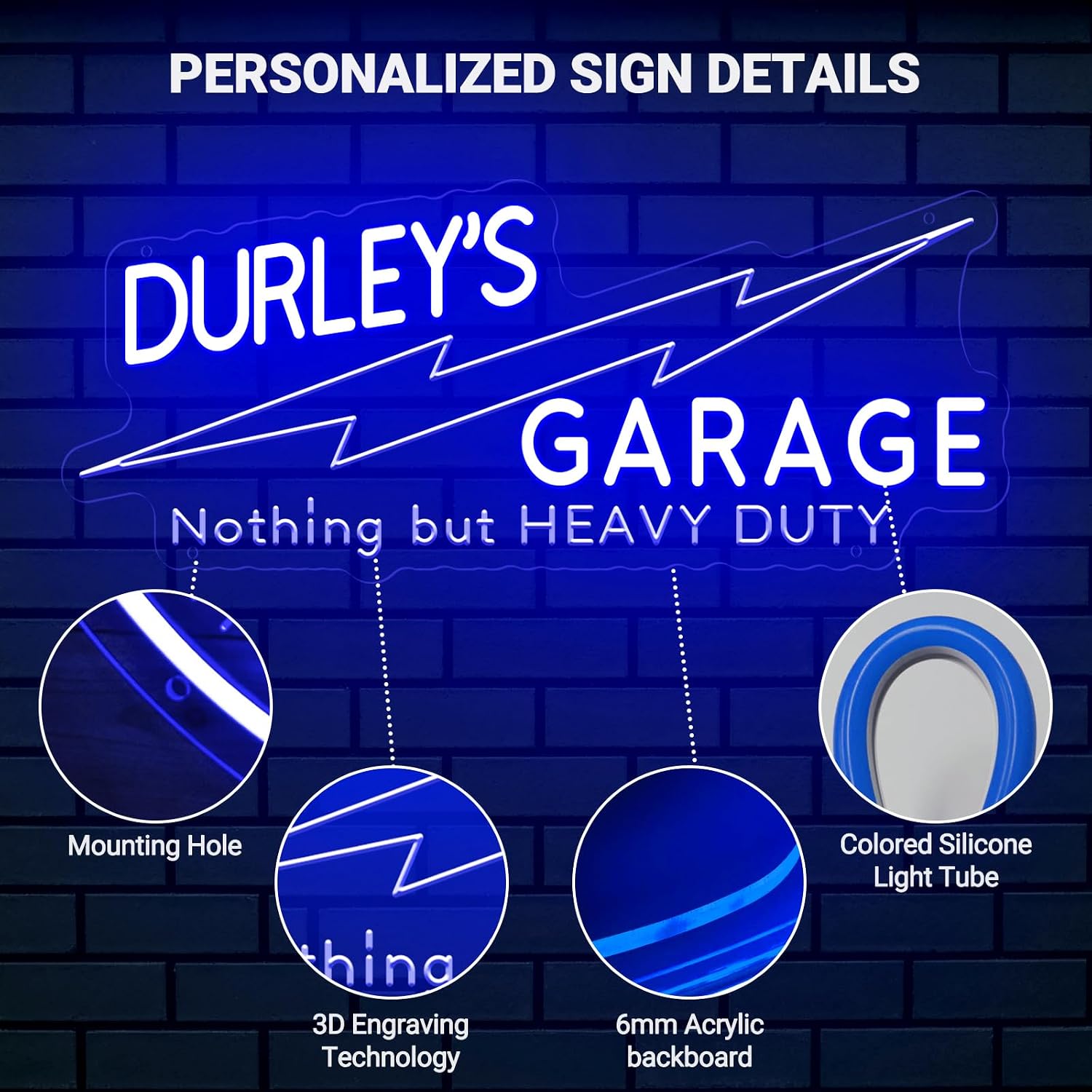 Custom Garage Neon Sign for Men Dad, Personalized LED Name Garage Neon Lights Wall Decor, Customized Light Up Signs for Workshop Repair Shop Man Cave Home Bar, Father's Day Birthday Gifts Handmade