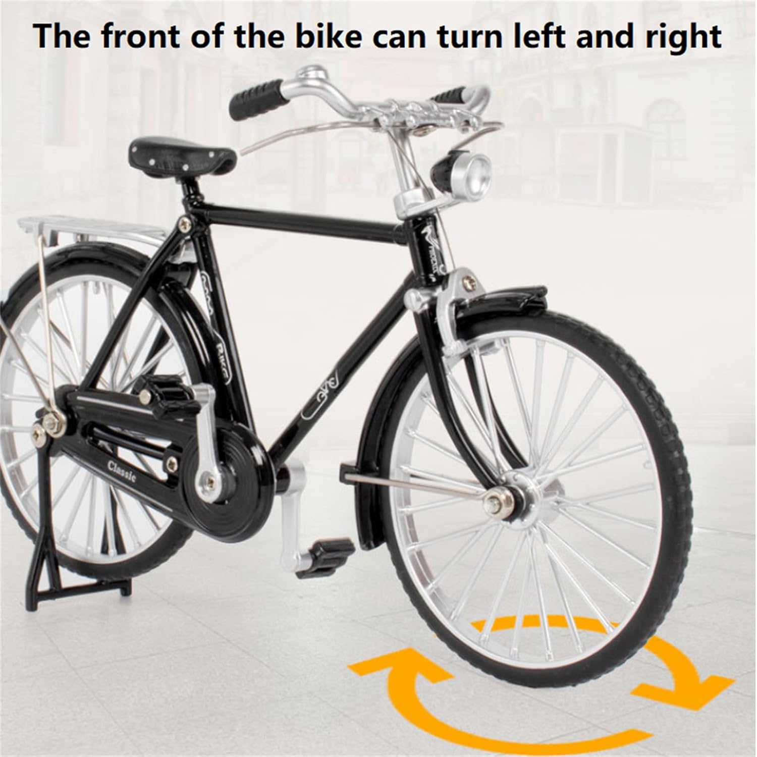 1:10 Scale Black Mini Alloy Bicycle Model Metal Bike Collectible with Inflator Tool