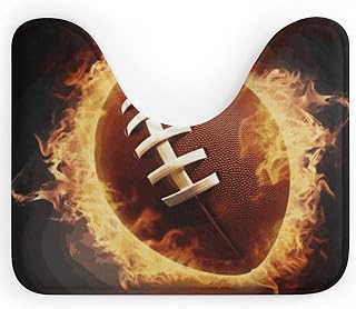 American Football U-Shaped Toilet Rug Absorbent Bathroom Mat | 20" X 16" Non Slip Contour Bathroom Rug, Dry Quickly Low Pile Soft Toilet Mat, Machine Wash, Home Decor Accessories