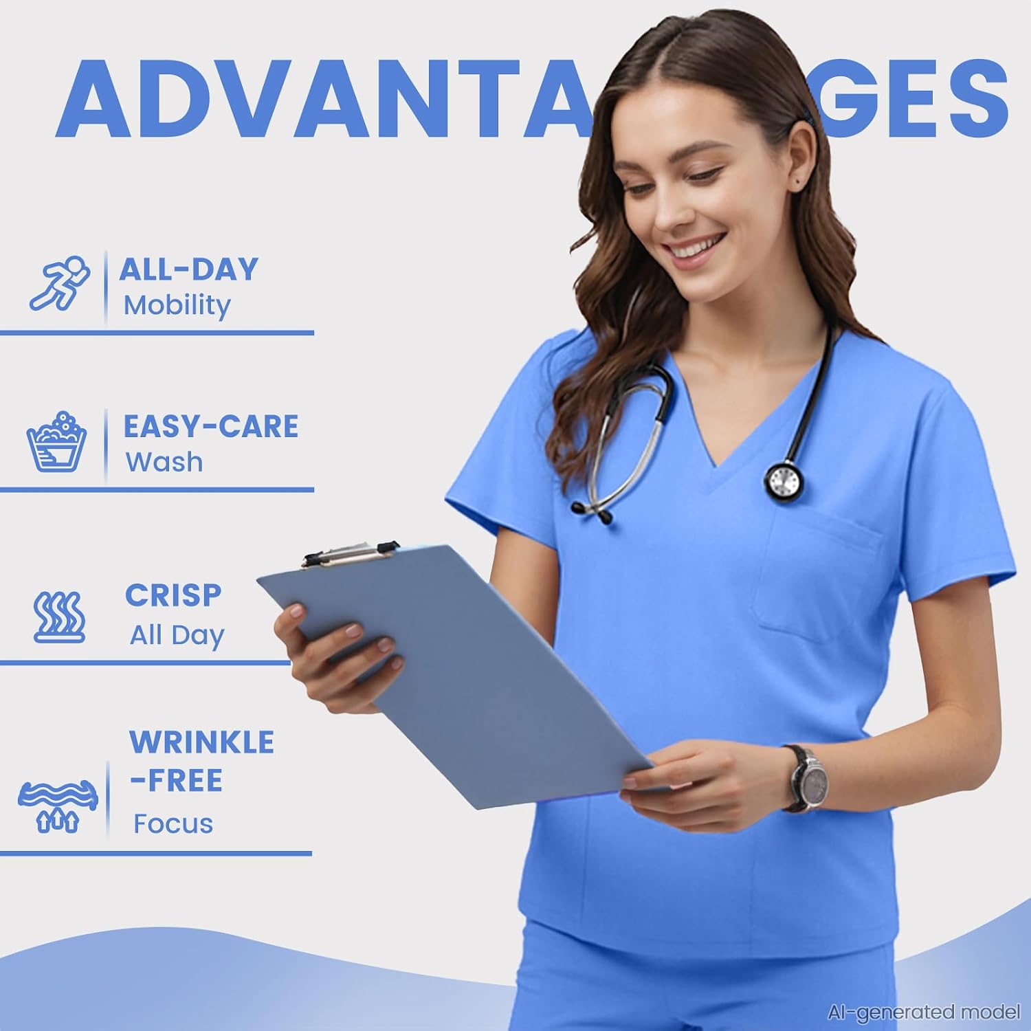 Scrub Tops for Women - V-Neck Top with 4 Pockets