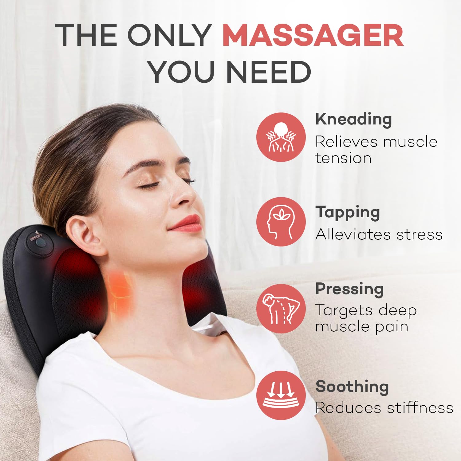 NexLev Shiatsu Neck & Back Massager| 3D Kneading Deep Tissue Electric Massage Pillow| Muscle Pain Relief for Neck, Back,Shoulders,Legs,Foot| 4 Speed Modes| 15 Min Auto Shut-Off| Bi-directional| BM-01 NexLev Shiatsu Neck & Back Massager| 3D Kneading Deep Tissue Electric Massage Pillow| Muscle Pain Relief for Neck, Back,Shoulders,Legs,Foot| 4 Speed Modes| 15 Min Auto Shut-Off| Bi-directional| BM-01