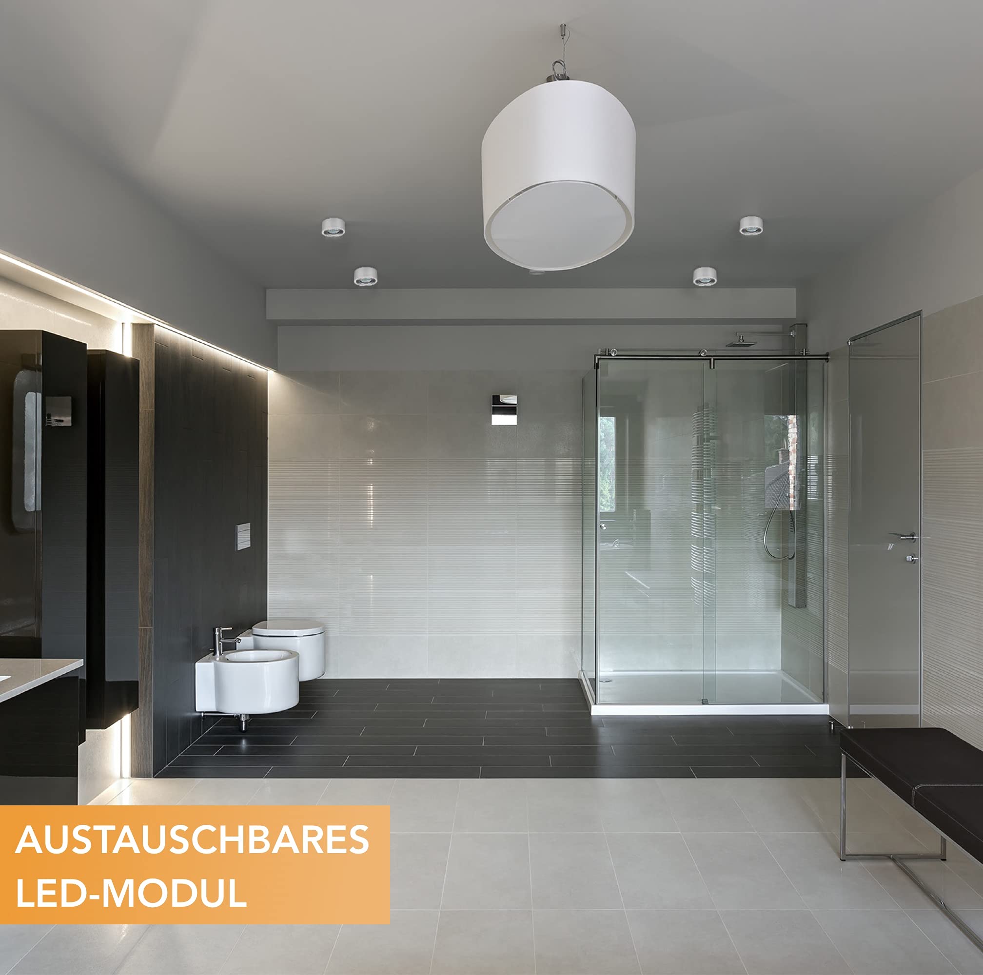 TEVEA Premium Aufbauspot Deckenleuchte Flach | Led Modul IP44 230V 7W 3 Step Dimmbar austauschbar | Deckenspot auch fürs Bad | 5er Pack (Silber - Warmweiß)