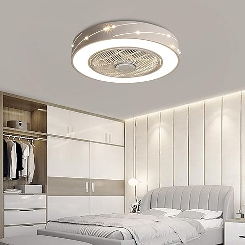 Ventiladores de techo de 21.6 pulgadas con luces, moderno LED de 32 W, control remoto de regulación, ventilador de techo cerrado que cambia de