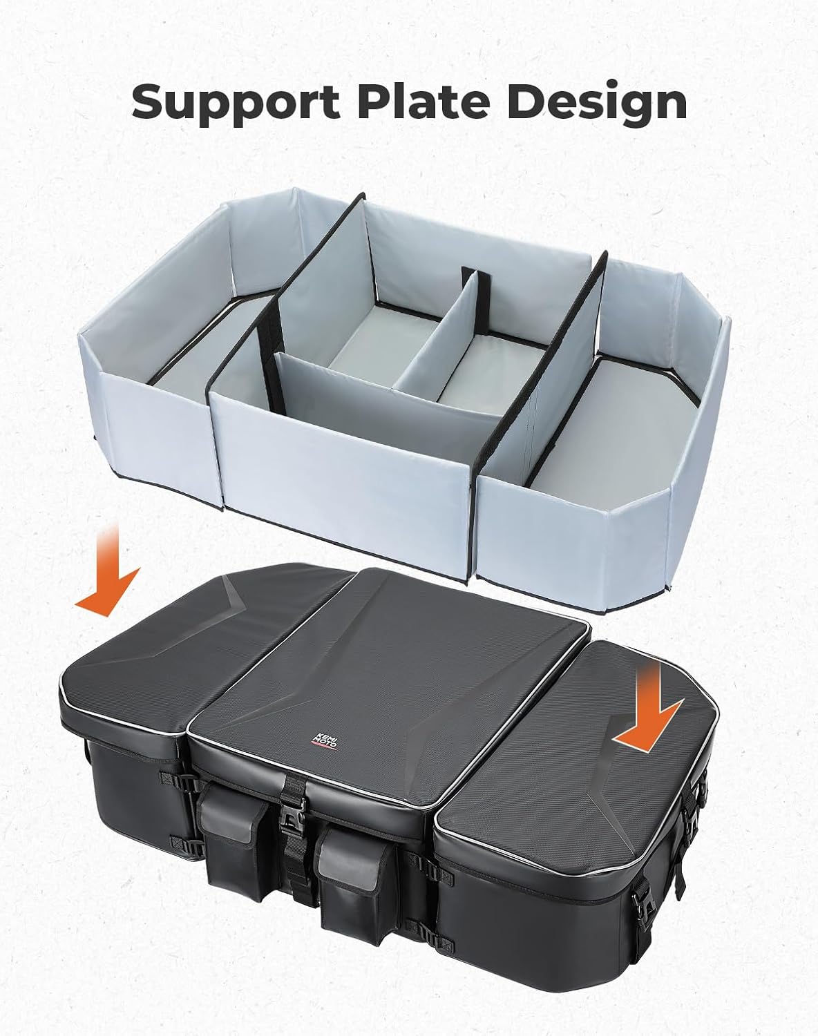 Support plate design for the KEMMIMOTO UTV Cargo Box.