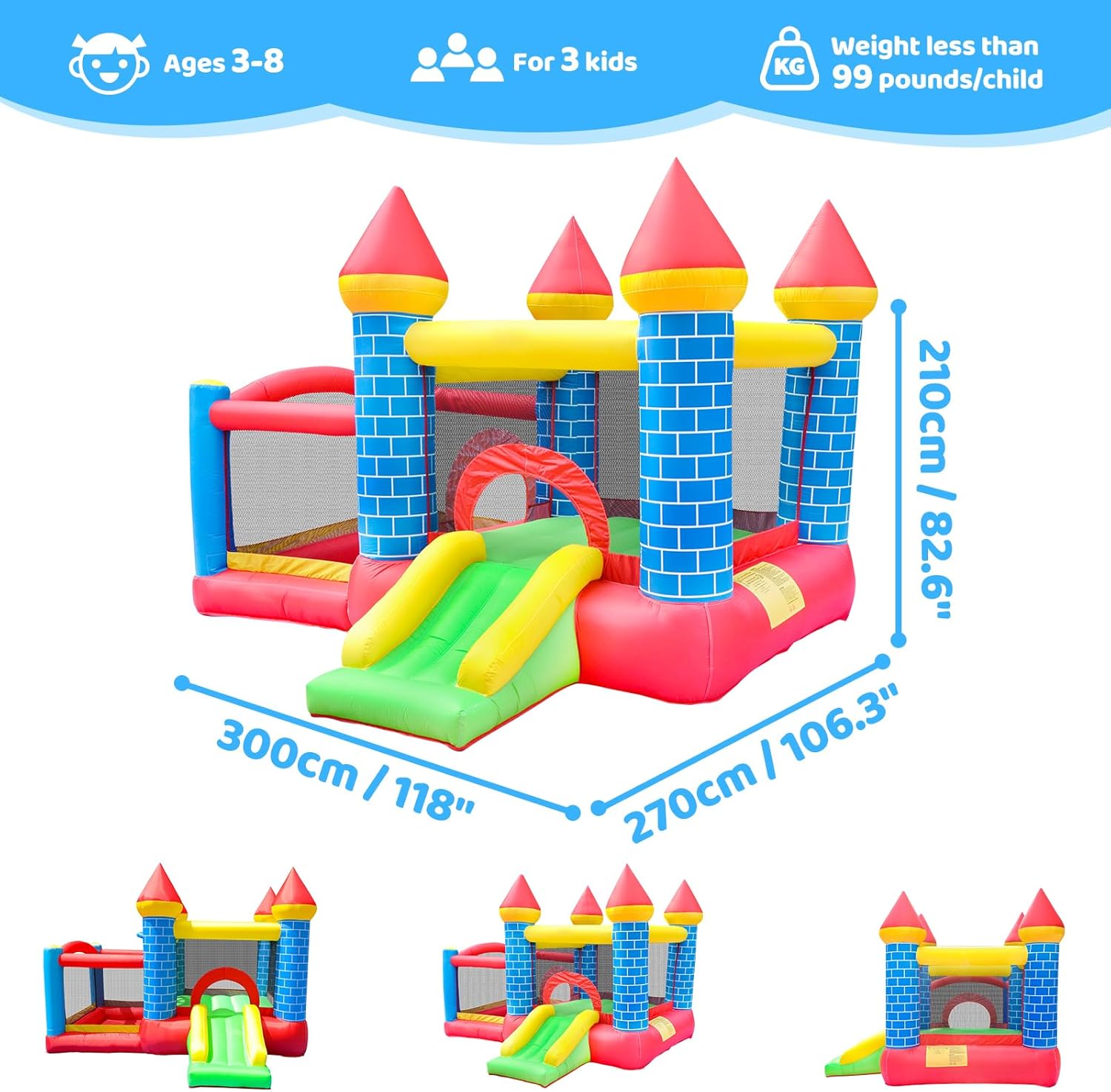 Doctor Dolphin Inflatable Bounce House, Toddle Bounce House with Slide, Inflatable Bouncy House with Blower, Bouncy Castle with Ball Shooting for Indoor&Outdoor