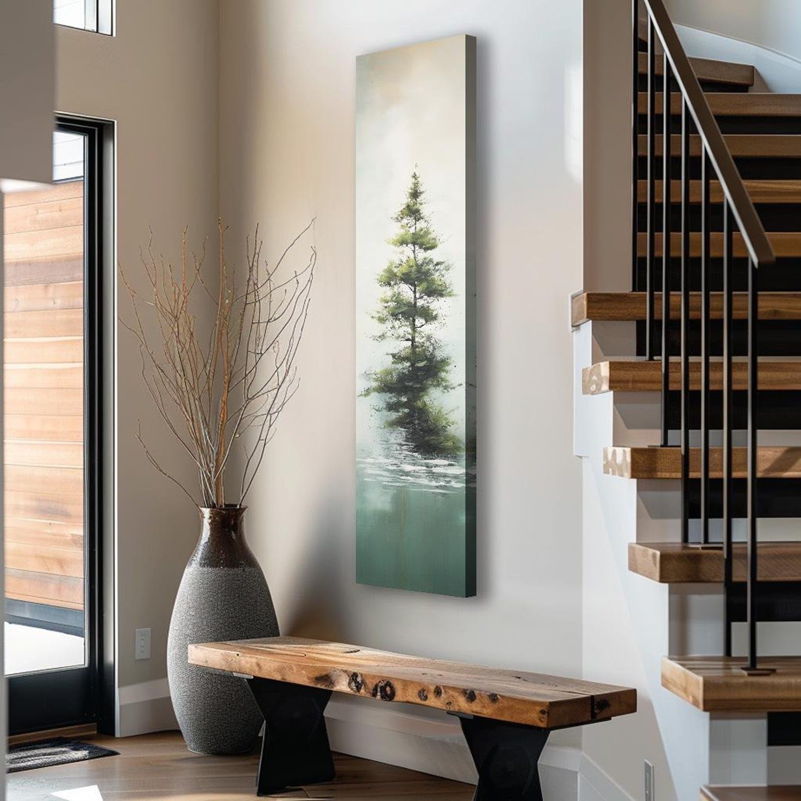 XBTYKPB Long Narrow Canvas Wall Art, Tall Narrow Wall Art, Long Vertical Wall Art, Large Tree art, Print, Canvas art or Framed(60x180cm/Frameless)
