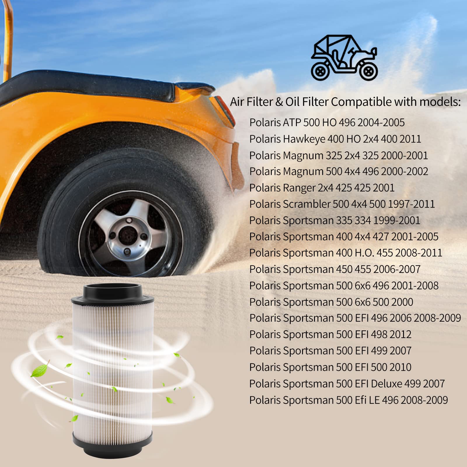 Filtre à Air + Filtre à Huile Pour Polaris Sportsman, Magnum, Trail Boss – Références 7080595 & 2520799