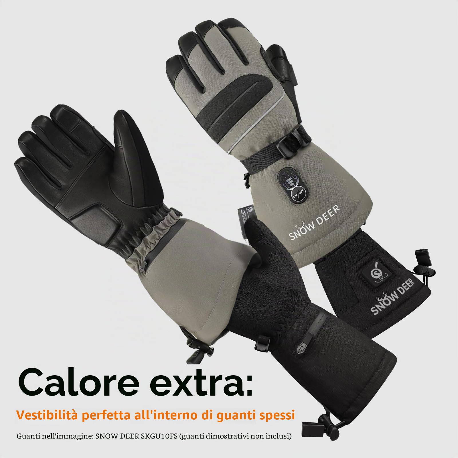 SNOW DEER Guanti riscaldabili per uomo e donna, 7,4 V, 2200 mAh, ricaricabili, scaldamani per neve, sci, pesca, equitazione, ciclismo, campeggio, motociclismo