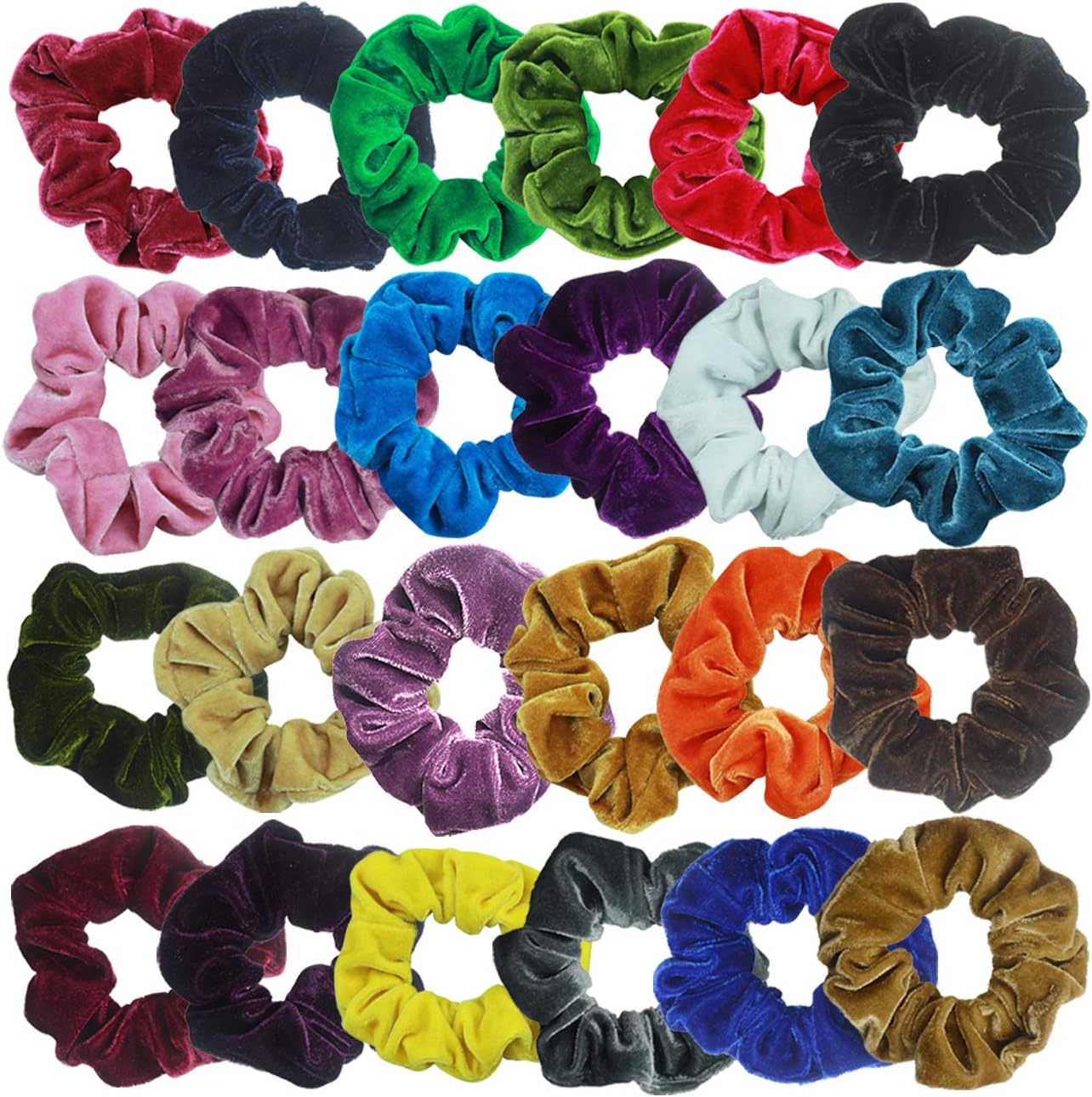 WillingTee 24 Pcs Hair Scrunchies Velvet Elastic Hair Bands Scrunchy Hair Ties Ropes Scrunchie Hair Accessories Colorful Velvet Hair Ties for Women and Girls